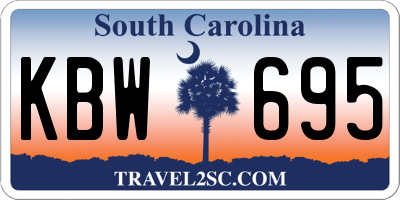 SC license plate KBW695
