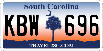 SC license plate KBW696