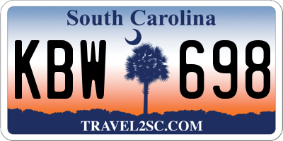 SC license plate KBW698