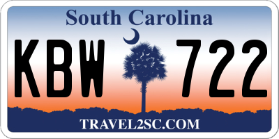 SC license plate KBW722