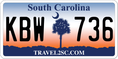 SC license plate KBW736