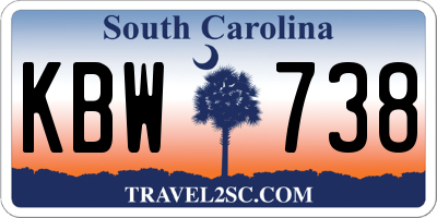 SC license plate KBW738