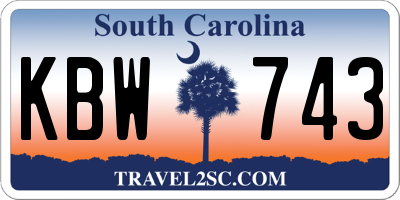 SC license plate KBW743