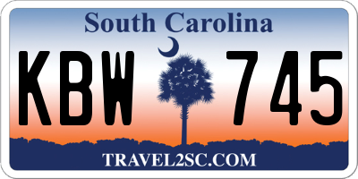 SC license plate KBW745