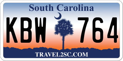 SC license plate KBW764