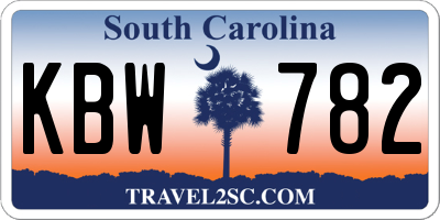 SC license plate KBW782