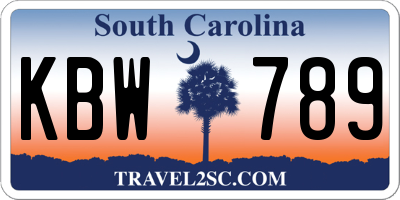 SC license plate KBW789