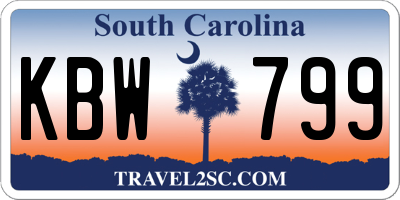 SC license plate KBW799