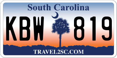SC license plate KBW819