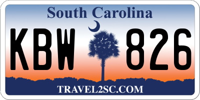 SC license plate KBW826