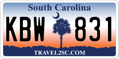 SC license plate KBW831