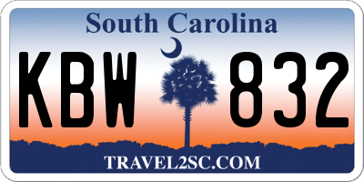 SC license plate KBW832