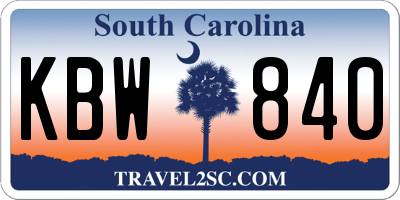 SC license plate KBW840