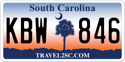 SC license plate KBW846