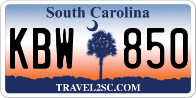 SC license plate KBW850