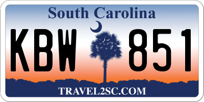 SC license plate KBW851
