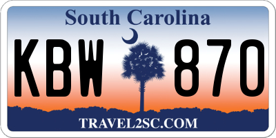 SC license plate KBW870