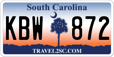 SC license plate KBW872