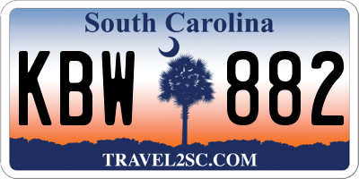 SC license plate KBW882
