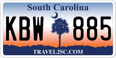 SC license plate KBW885