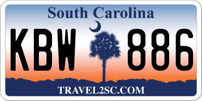 SC license plate KBW886