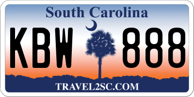 SC license plate KBW888