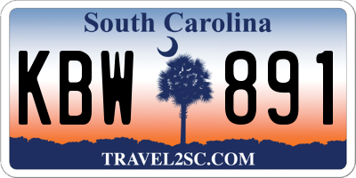 SC license plate KBW891