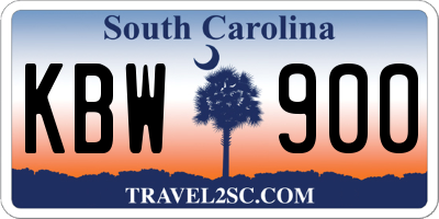 SC license plate KBW900