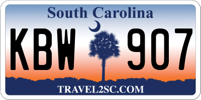 SC license plate KBW907