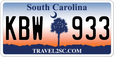 SC license plate KBW933