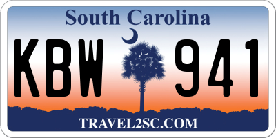 SC license plate KBW941