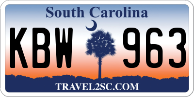 SC license plate KBW963