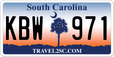 SC license plate KBW971