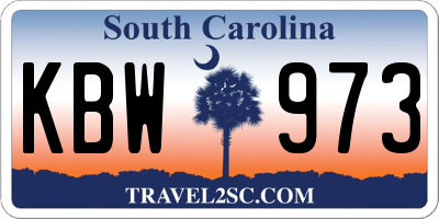 SC license plate KBW973