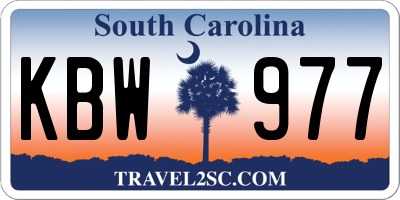 SC license plate KBW977