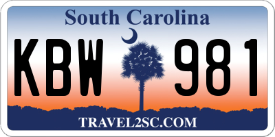 SC license plate KBW981