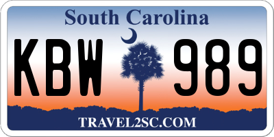 SC license plate KBW989