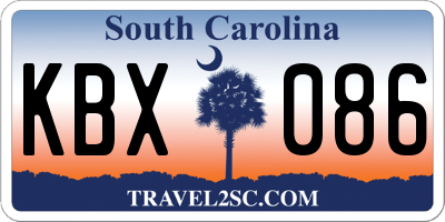SC license plate KBX086