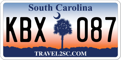 SC license plate KBX087