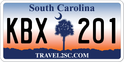 SC license plate KBX201