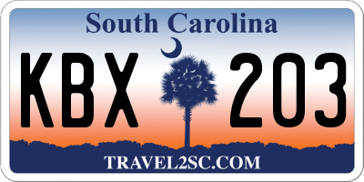 SC license plate KBX203