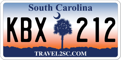 SC license plate KBX212