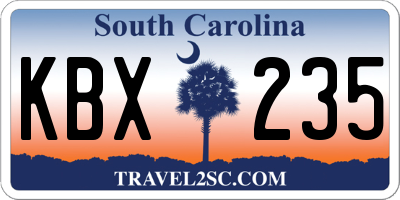 SC license plate KBX235