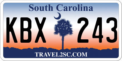 SC license plate KBX243