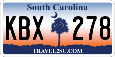 SC license plate KBX278