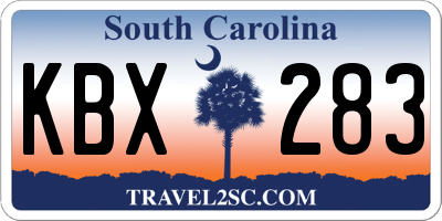 SC license plate KBX283