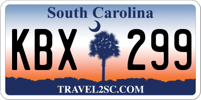 SC license plate KBX299