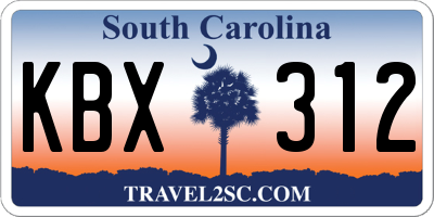 SC license plate KBX312