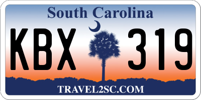 SC license plate KBX319