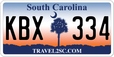SC license plate KBX334